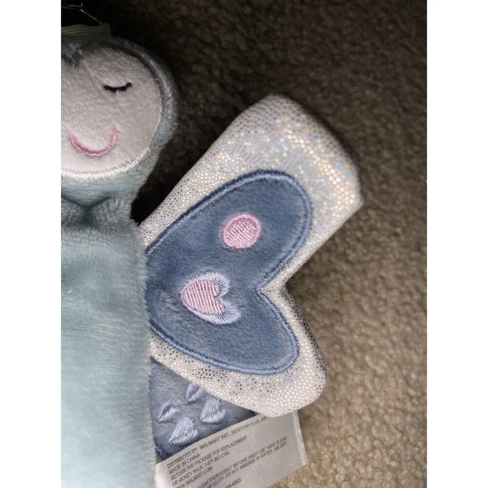 Walmart Blue Plush Butterfly Pacifier Clip Glitter Wings